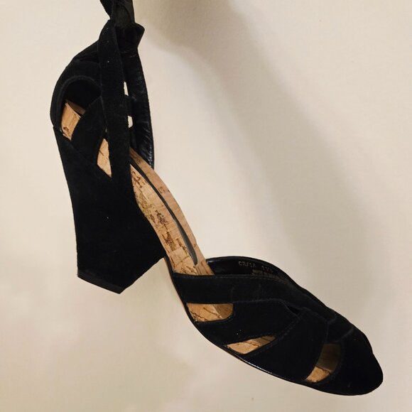 VIA SPIGA Black Leather Upper Strappy Peep-Toe Ankle Strap Shoe - Size 6.5M - Picture 6 of 15